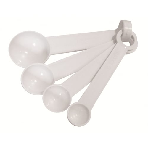 Plastic Measuring Spoons Set, 4-Piece, White